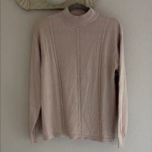Como Sport Cashmere Silk Cable Knit Mock Neck Sweater Women’s M